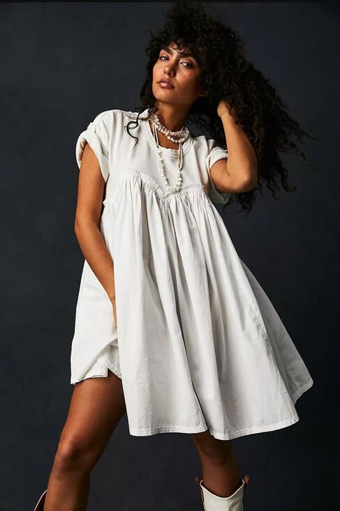Free People Dresses & Skirts - Free People MWT $128 Sz SMALL Catalina Mini Dress Babydoll Sweetheart Pleating